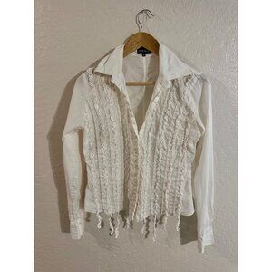 Claudia Strater 100% Cotton Ruffle Button Up Blouse